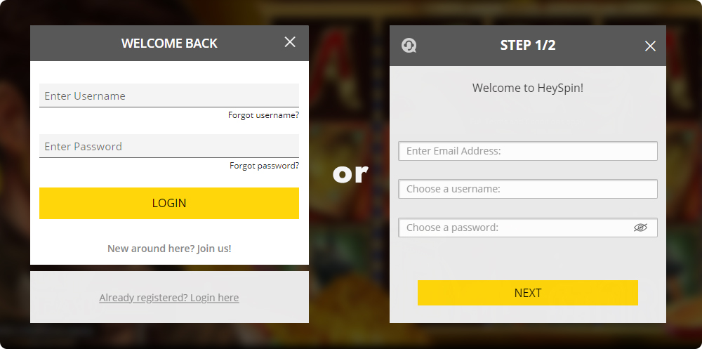 HeySpin Casino Login and Registration